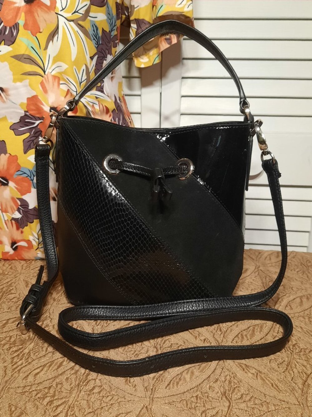 Kate Spade Black Leather and Suede Crossbody Kate Spade Shoulder Bag Handbag